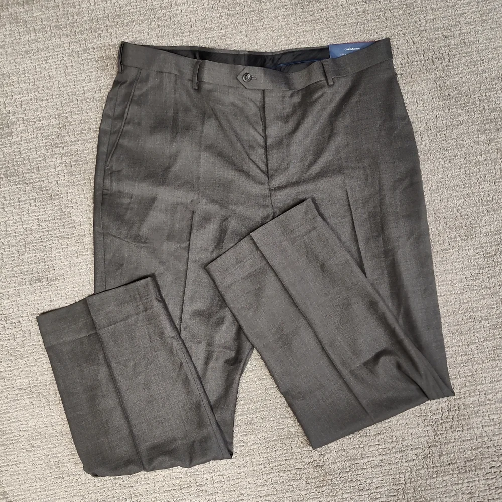 NWT! Croft & Barrow Straight Fit Flat Front Men's Dress Pants - Grey - 42x32